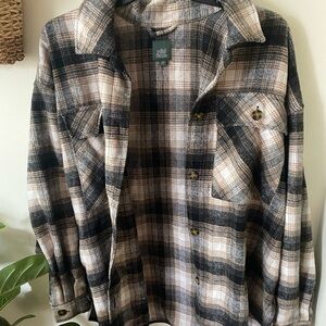 Wild Fable Checkered Flannel Shacket in Black and Cream